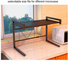2 Tier Microwave Oven Rack Organizer with Hooks – Black