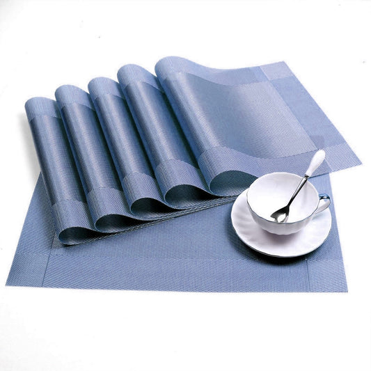 6-Pieces Placemats Heat-Resistant Place Mat Stain Resistant Anti-Skid Washable PVC Table Mats Woven Vinyl Placemat