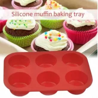 6 Cavity Silicone Cupcake Cake Muffin Pudding Baking Tray Pans Mold