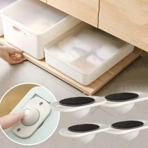 Adhesive Pulley Rollers Set, Self-Adhesive 360° Rotating Paste Pulley Wheels for Under Bed Storage, Cabinets, Mini Ball Transfer Replacement for Small Furniture Appliance Move Anywhere