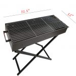 Charcoal BBQ Grill Stand Portable Stainless Steel 31.5″ x 12″ x 30″