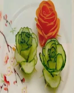 (Flower Slicer) - Easy Carrot Cucumber Spiral Curler Sharpener Crinkle Cutter Stainless Steel Carrot Flower Salad Decorating Maker Peeler for Fruits A
