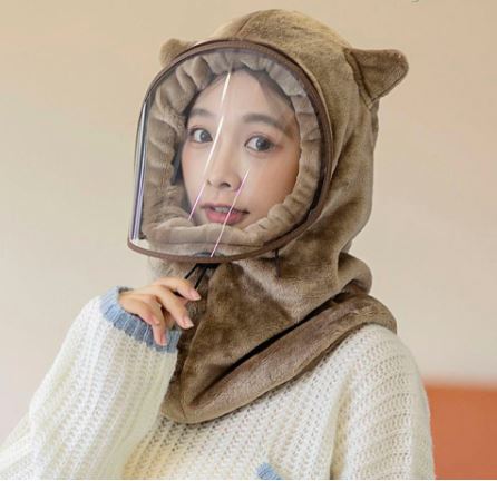 Cute Winter Hooded Face Mask Cap – Autumn Winter Hat Neck Protector