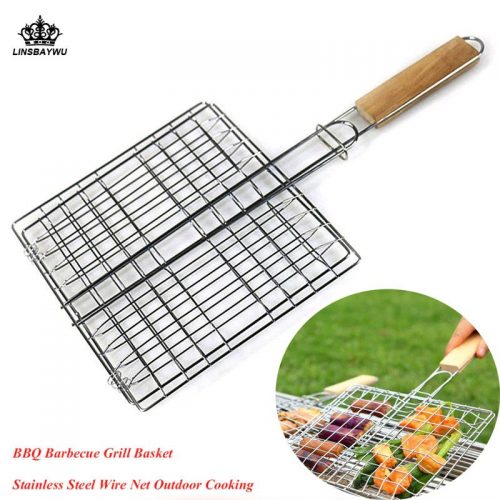 Stainless Steel Folding Grill-Food Grade Grill Basket (Medium)