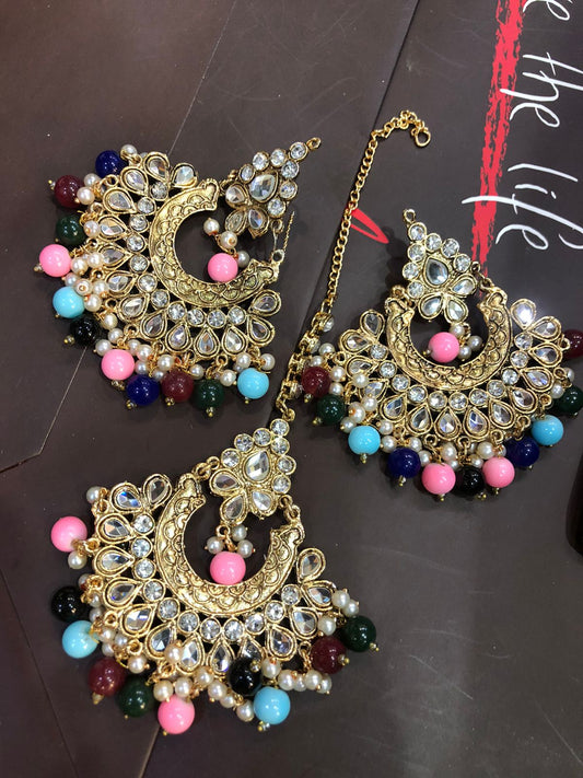 Jewelry Set Polki Jhumka with Teekka Style