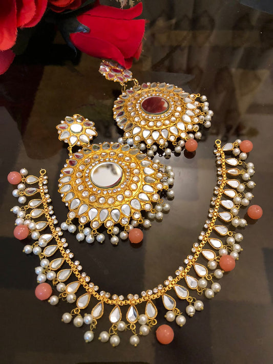 Kundan necklace with jhumka style