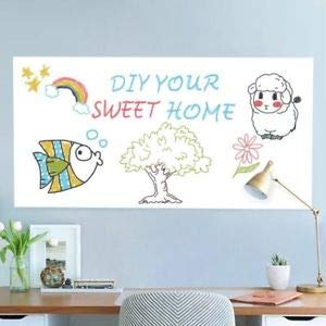 Whiteboard Self Adhesive Wallpaper Sticker for Kids Home Classroom Office Room with Marker (White, 60 x 200 cm)