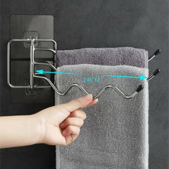 Wall-Mounted Towel Rack Holder Swing Arms Swivel Towel Bar 3-Arm Bathroom Kitchen Towel Rack