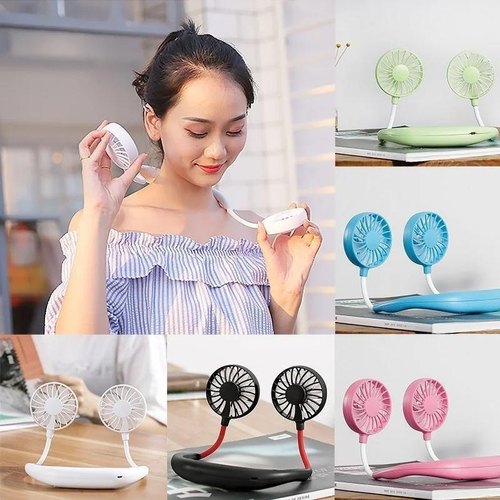 USB Neckband Fan Mini Hand Free Personal Rechargeable Portable Wearable Fan 3 Level 360 Degree Free Rotation
