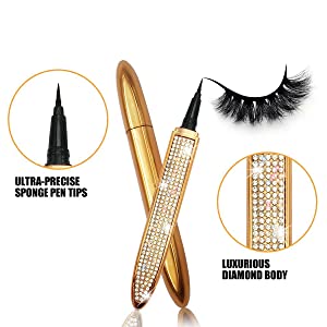 Self-adhesive Eyeliner Pen, 2 in 1 Magic Lash Liner Glue Pen