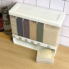 6 Grid Grains Rice Dispenser Wall Mounted Food Bucket, Whole Bucket, Large Capacity 6-Grid Storage Dry Food Dispenser, Dry Food Fruit Storage Box For Home and Kitchen