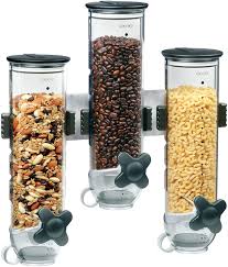 Smart Space-Saver Wall Mount Triple Dry-Food Cereal Rice Dispenser
