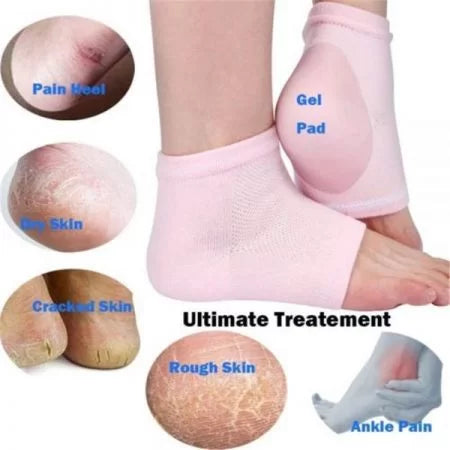 Silicone Gel Heel Socks For Dry Hard Cracked Heels Foot Repair, Foot Care Compression Cushion With Gel Pad For Men And Women [Free Size]