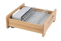 Expandable Aluminum Dish Rack with Bamboo Frame