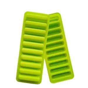 Pack of 2 Easy Push Pop out Cylinder Silicon Ice Cubes Tray 10 Cubes