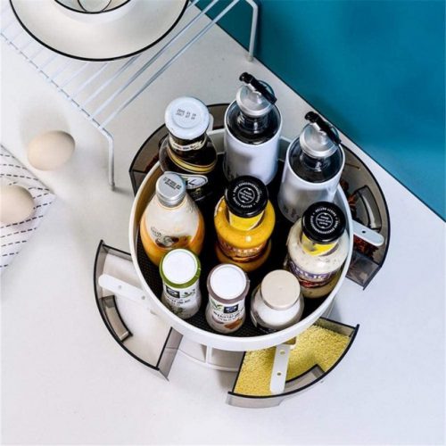 2 Tier 360 Degree Rotating Spice Rack Organizer Nonslip Stand for Kitchen Pantry Countertop