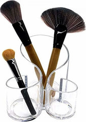 Acrylic 3 Compartment Cosmetic Brush Holder – Makeup Brush Organizer
