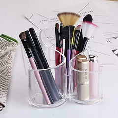 Acrylic 3 Compartment Cosmetic Brush Holder – Makeup Brush Organizer