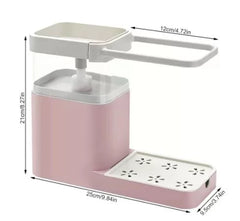 3 in 1 Liquid Soap Dispenser – Soap Pump Dispenser – Sponge Holder – Dishcloth Hanger Draining Rack