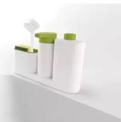 3 in 1 Stand Kitchen Sink Tidy Liquid Soap Dispenser & Sponge Holder and Liquid Bottle