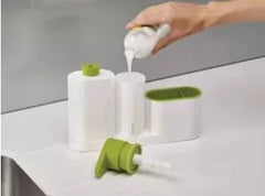 3 in 1 Stand Kitchen Sink Tidy Liquid Soap Dispenser & Sponge Holder and Liquid Bottle