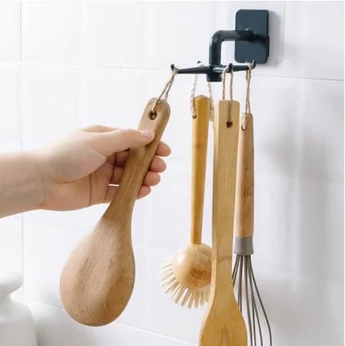 Wall Adhesive Spoon Holder 360° Rotating Wall-Mounted Kitchen Utensils Rack