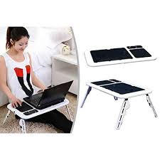 E Table – Foldable & Portable Laptop Stand, 2 USB Cooling Fans, Multipurpose Adjustable Table, Study Table, Laptop Table