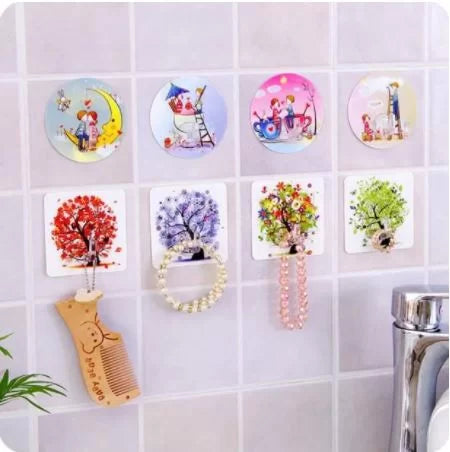 6 Pcs 3D Adhesive Wall Hooks Wall Hanging Accessories