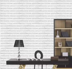 3D Brick Wall Stickers PE Foam Self-Adhesive Wallpaper Peel and Stick 3D Art Wall Panels Wall Decor (White) – 70 X 77 CM