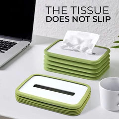 Foldable Tissue Box Holder Cover, Rectangular,Silicone Elastic Lifting Tissue Holders for Bedroom,Bathroom,Office