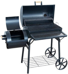 Large Barbecue Smoker Grill Oil Drum Charcoal BBQ Grill with Smokestack with Wheels and Thermometer