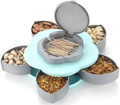 5 Compartments Flower Candy Box Serving Rotating Tray Dry Fruit, Candy, Chocolate, Snacks Storage Box, Masala Box for Home Kitchen, Dry Fruit containers, Serving Trays