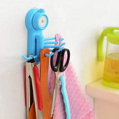 Plastic 6 Hook Hanger Suction Cup Wall Vacuum for Key, Towel, Bathroom