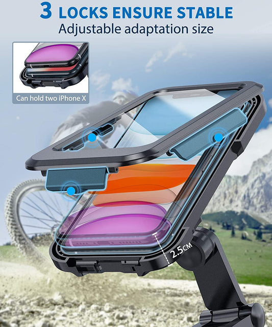 Universal Waterproof Case Cell Phone Holder for Motorcycle - Bike Handlebars, Bicycle Mobile Phone Box Case with Touch Screen