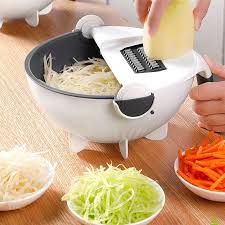 Vegetable Cutter with Drain Basket, Multifunctional Vegetable Mandoline Slicer Rotate Vegetable Chopper Graters, Kitchen Food Slicer Salad Machine Kitchen Tool