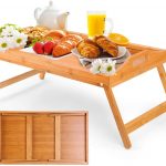 Bamboo Breakfast Bed Tray Table – Breakfast Tray Table with Folding legs – Working or Bed Tray