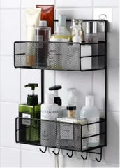 Bathroom Shower Rack – Bathroom Organizer Shelf Towel Holder – Bathroom Storage Rack (Black)
