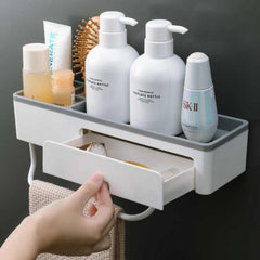 Bathroom Shelf Shower Rack Basket Organizer Wall Shampoo Rack With Drawer Towel Rack No Drilling Kitchen Accessories Storage