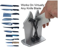 Kitchen Knife Sharpener, Bravarian Edge Knife Sharper Sharpens, Hones, & Polishes Serrated, Beveled, Standard Blades
