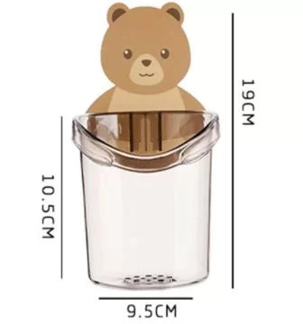 Bear Shaped Toothbrush Holder, Bathroom Drainer Tray, Wall Mounted, Drying Cup, No Drilling Holder