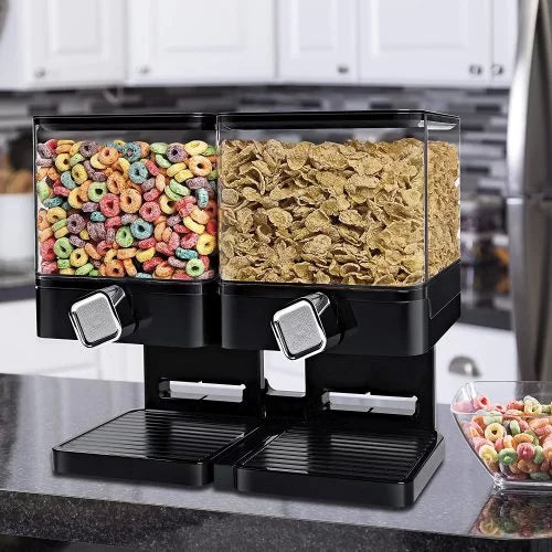 DOUBLE Barrel Square Dry Food Cereal Dispenser