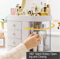 Dressing Box Transparent Desktop Large-Capacity Drawer Integrated Skin Care Products Lipstick Makeup Storage Box (White)