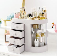 Dressing Box Transparent Desktop Large-Capacity Drawer Integrated Skin Care Products Lipstick Makeup Storage Box (White)