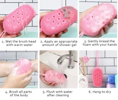 Double Sided Silicone Bath Shower Soft Brush – Silicone Body Bath Sponge Brush