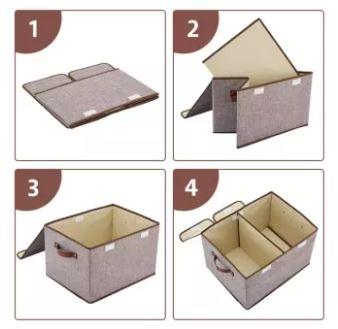 Double lid folding storage box cotton and linen container closet storage box