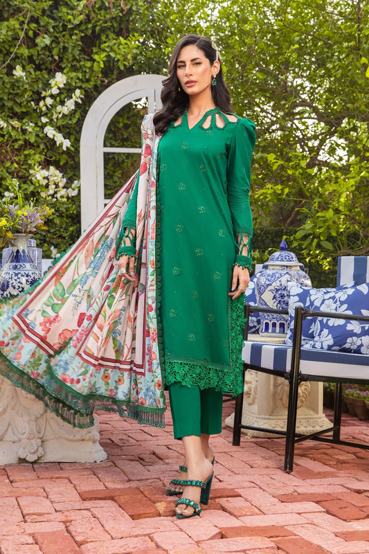 Maria B- Secret Garden Embroidered Lawn Suit by M Prints- 3A