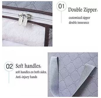Bamboo Charcoal Foldable Clothing Quilt Zipper Storage Bag Closet Organizer
