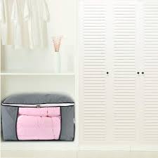 Bamboo Charcoal Foldable Clothing Quilt Zipper Storage Bag Closet Organizer