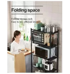 Folding Metal Storage Shelves Without Assembly, Collapsible 3/4/5 Tiers Book Shelves, Large Loading Capacity