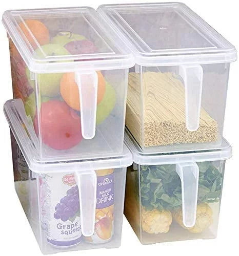 Plastic Food Storage Bins with Lids for Fridge – Containers for Refrigerator Organization Stackable Freezer Organizer Fresh Keeper Container